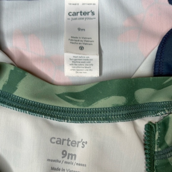Carter’s Bundle 1-Long Sleeve & 1-Short Sleeve Rash Guard One Piece Swimsuits - Picture 6 of 6